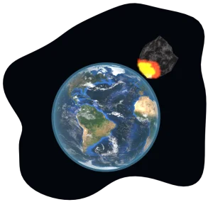 大気圏に突入する隕石のイラスト