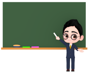 黒板を指す先生のイラスト