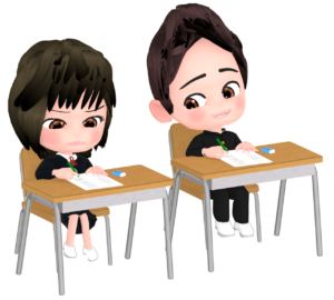 カンニングをする男子生徒のイラスト