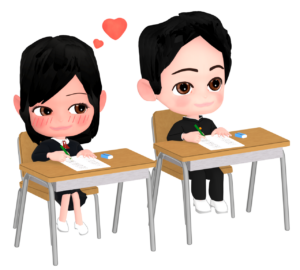 クラスの男子に片思いをする女子生徒のイラスト