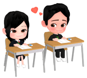 クラスの女子に恋をする男子生徒のイラスト