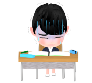 授業中にトイレを我慢する子供のイラスト