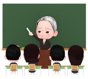 授業をするベテラン教師と生徒のイラスト
