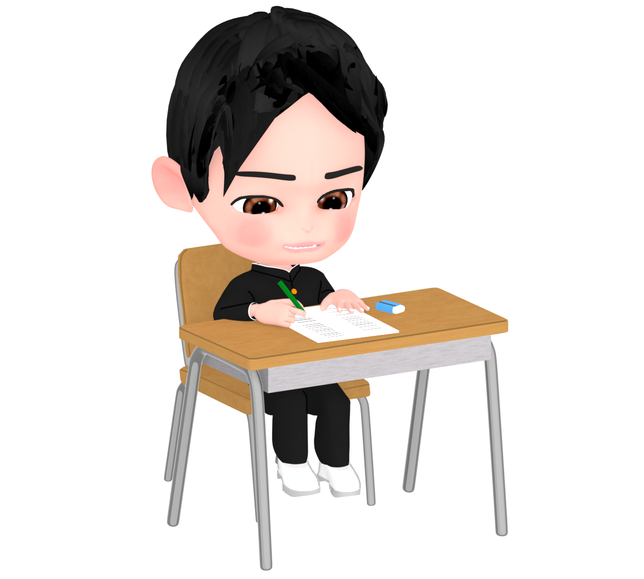 教室で勉強をする生徒のイラスト