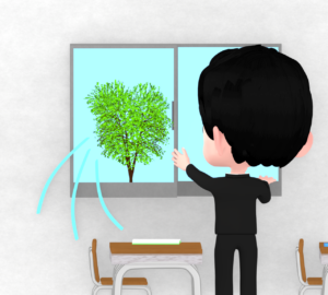教室の窓を開けるイラスト