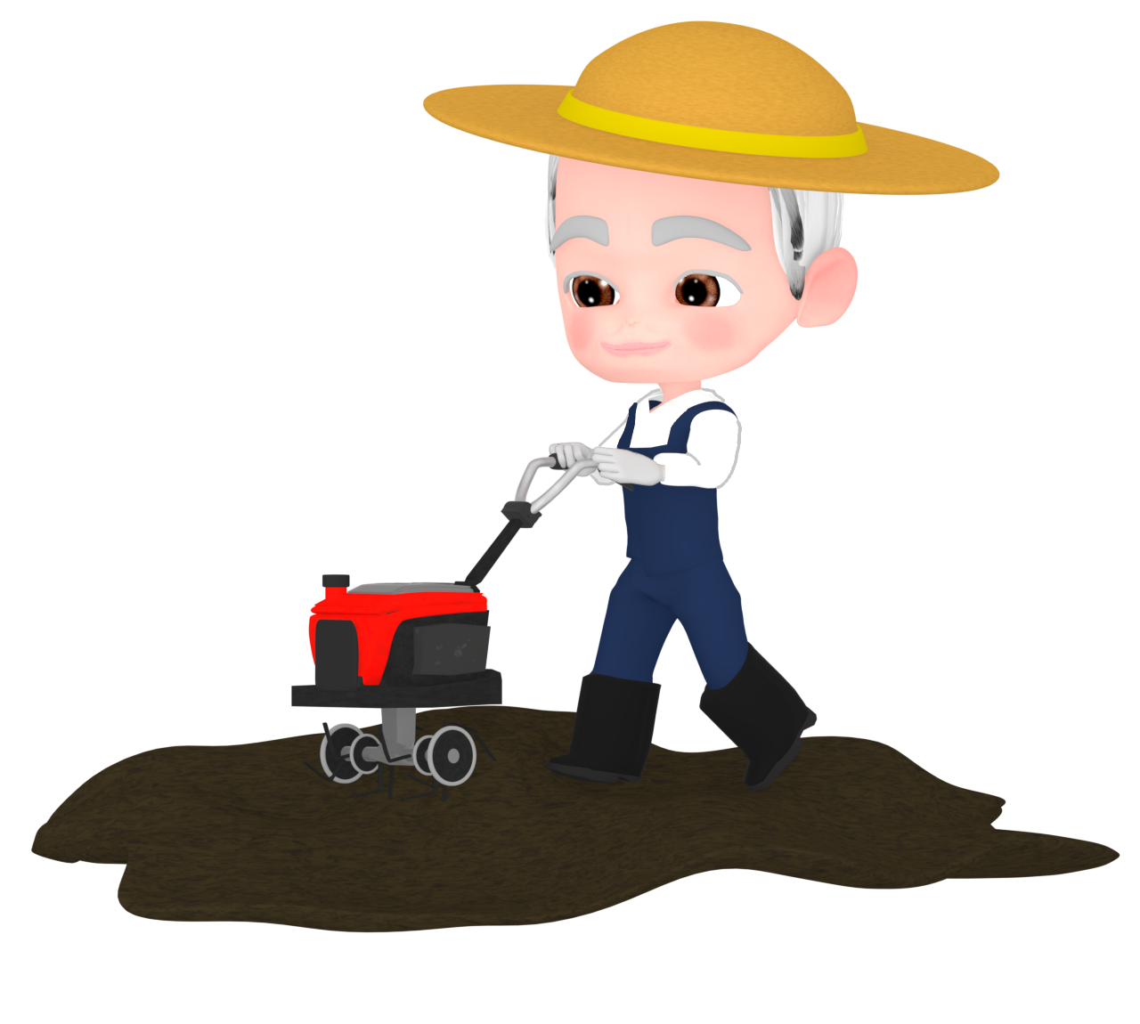 耕運機を使う農家のイラスト