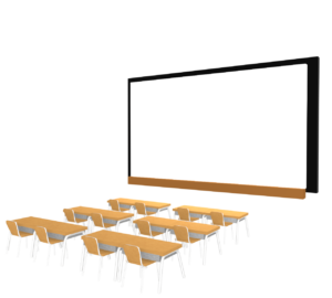 机が並ぶ視聴覚室のイラスト