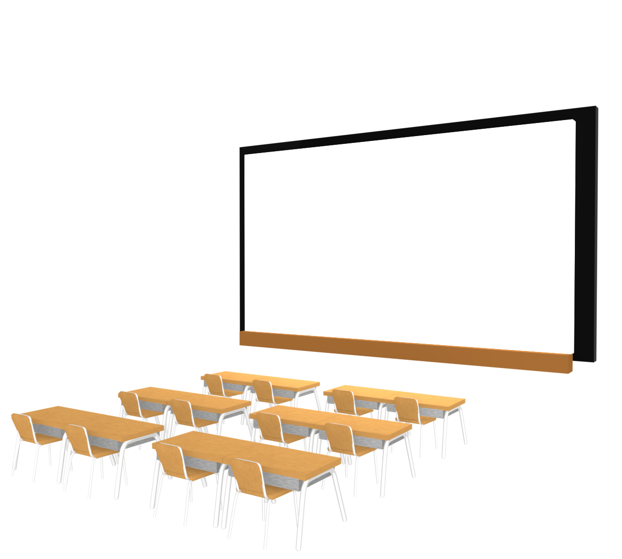 机が並ぶ視聴覚室のイラスト