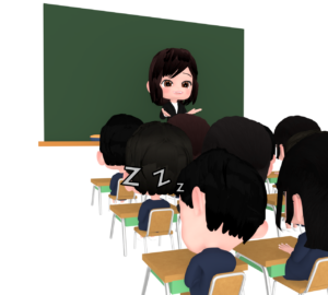 授業中に寝る男子のイラスト