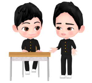 休み時間に話す男子生徒のイラスト