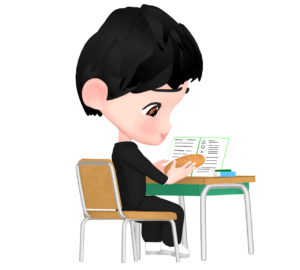 授業中に早弁をするイラスト