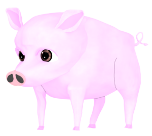 斜め前から見る豚のイラスト