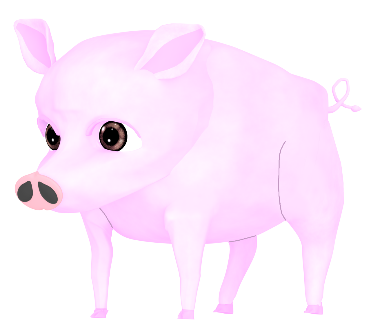 斜め前から見る豚のイラスト