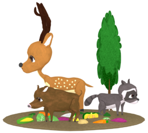 畑を荒らす害獣のイラスト