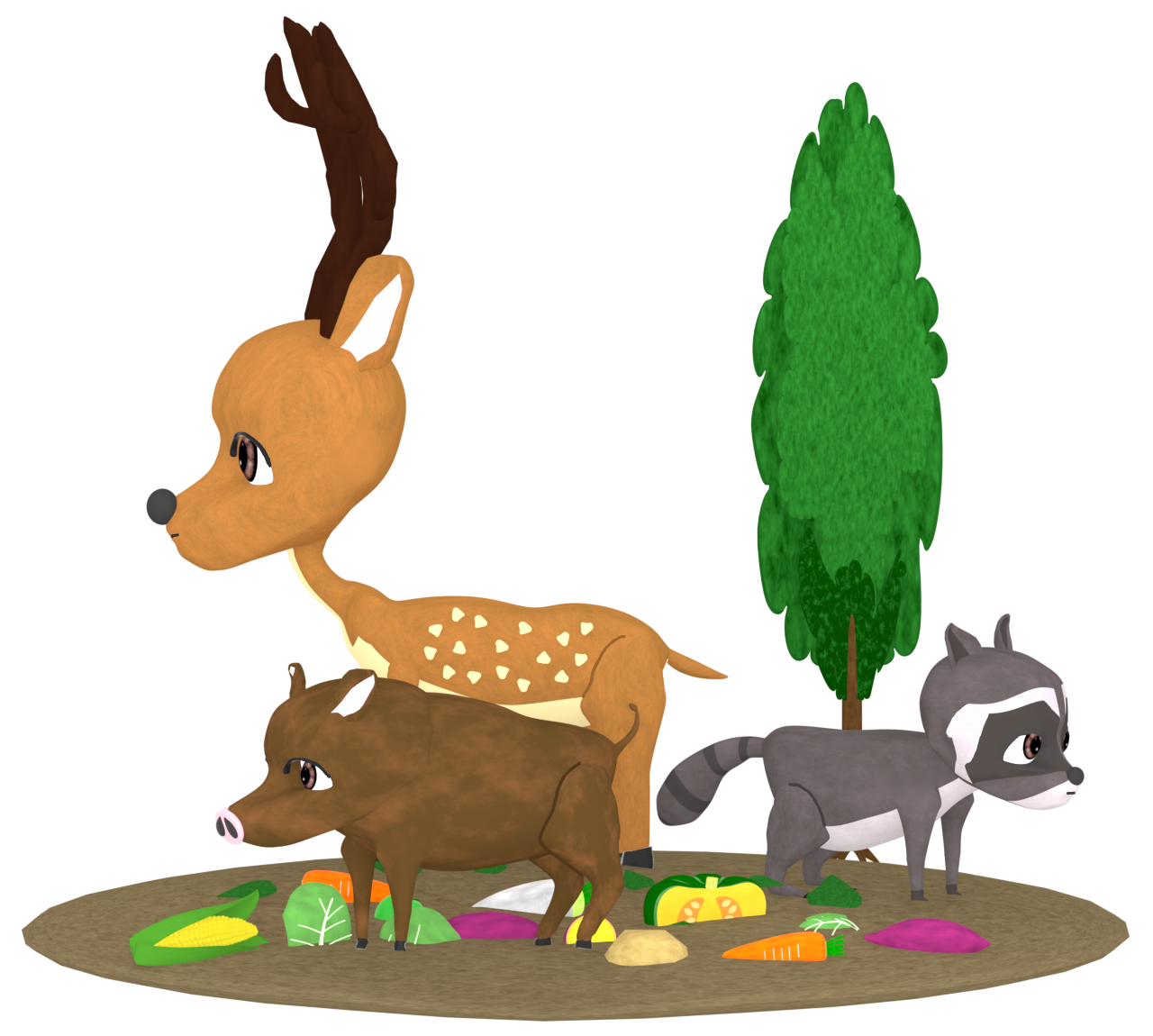 畑を荒らす害獣のイラスト