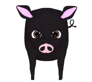 正面から見る黒豚のイラスト