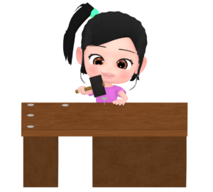 金づちで釘を打つ子供のイラスト