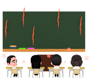 暑い教室のイラスト