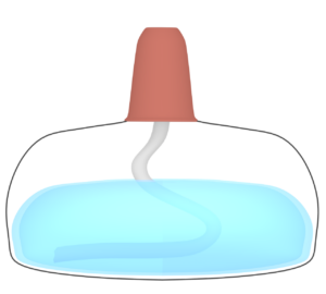 蓋を被せるアルコールランプのイラスト