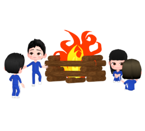野外学習 キャンプファイヤーのイラスト