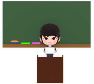 教壇で発表をする生徒のイラスト