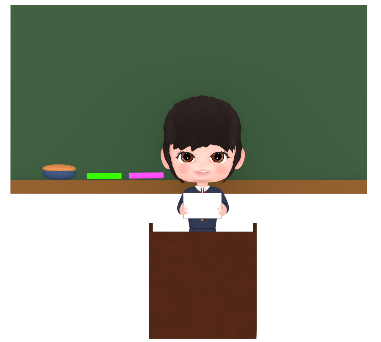 教壇で発表をする生徒のイラスト