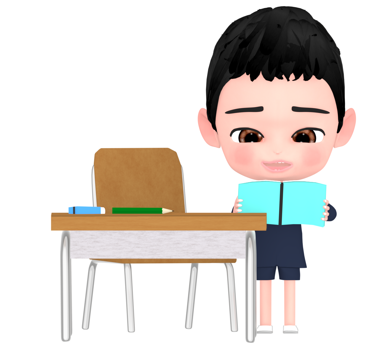 音読をする生徒のイラスト