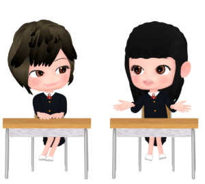 休み時間に喋る女子生徒のイラスト