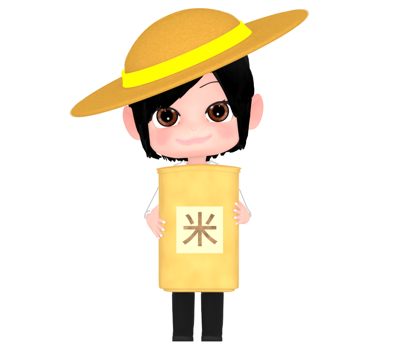 米袋と農業女子のイラスト