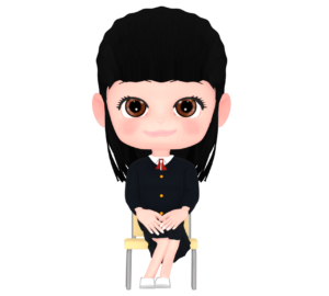 着席をする女子生徒のイラスト