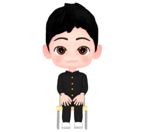 着席をする男子生徒のイラスト