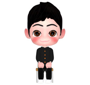 着席をする男子生徒のイラスト