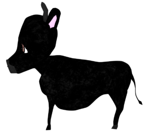 横向きのかっこいい黒牛のイラスト