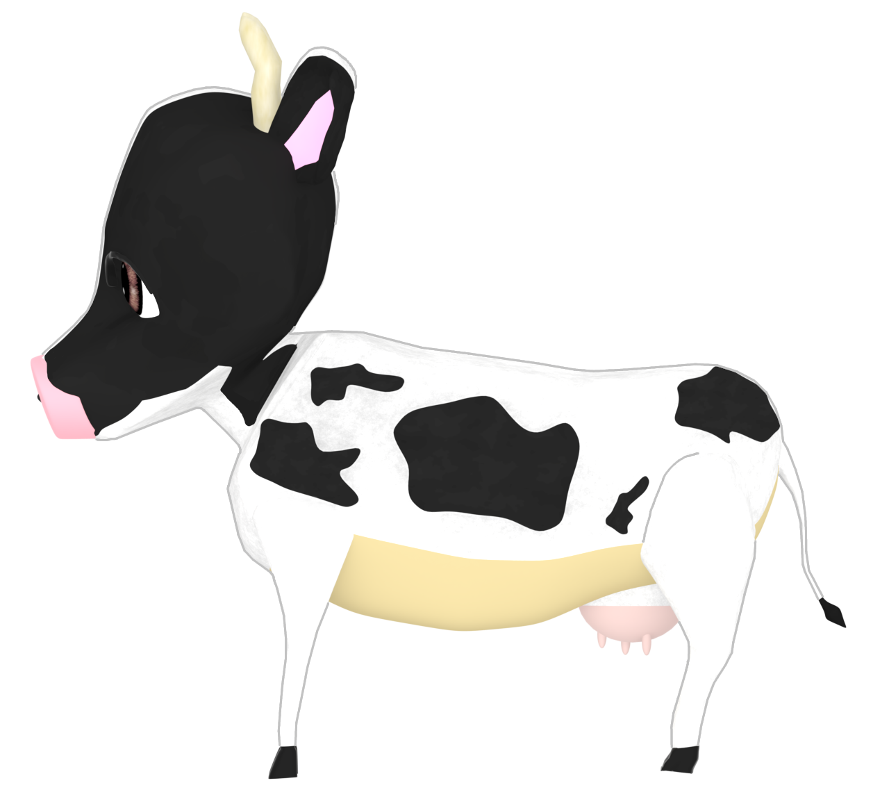 横から見る牛のイラスト