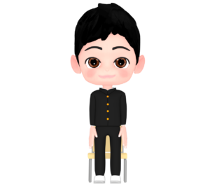 起立をする男子生徒のイラスト