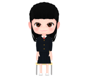 起立をする女子生徒のイラスト