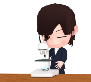 顕微鏡を覗く学生のイラスト