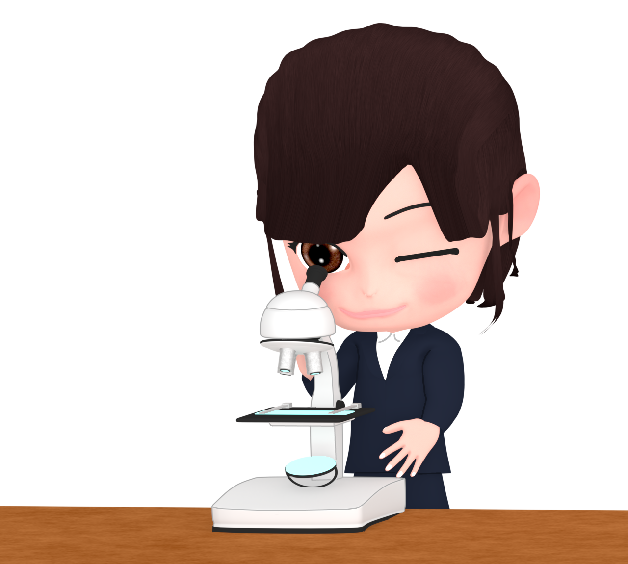 顕微鏡を覗く学生のイラスト