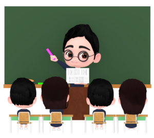 学生が授業を受けるイラスト