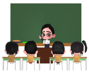 学生が授業を受けるイラスト