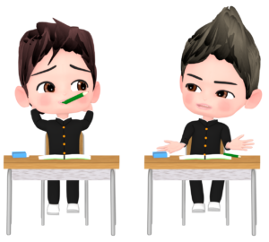 授業中に喋る生徒のイラスト
