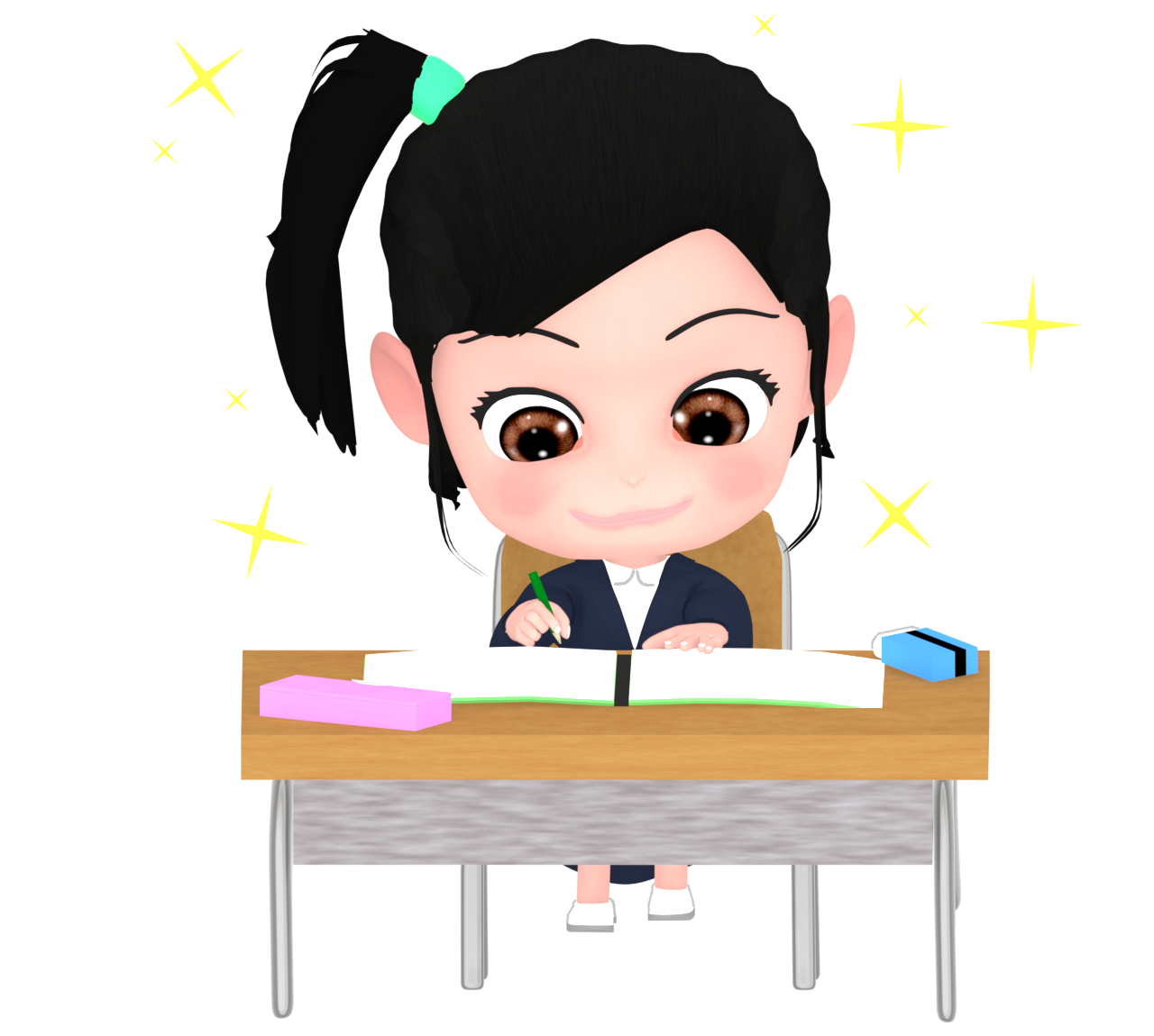 勉強が好きな子供のイラスト