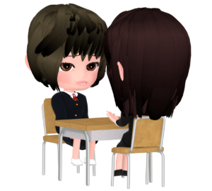 女性の先生に相談をする女子生徒のイラスト