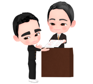 テストを返す先生のイラスト