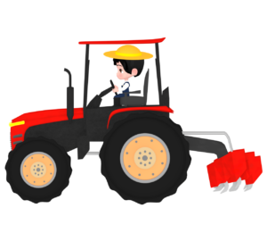 トラクターに乗る農家のイラスト