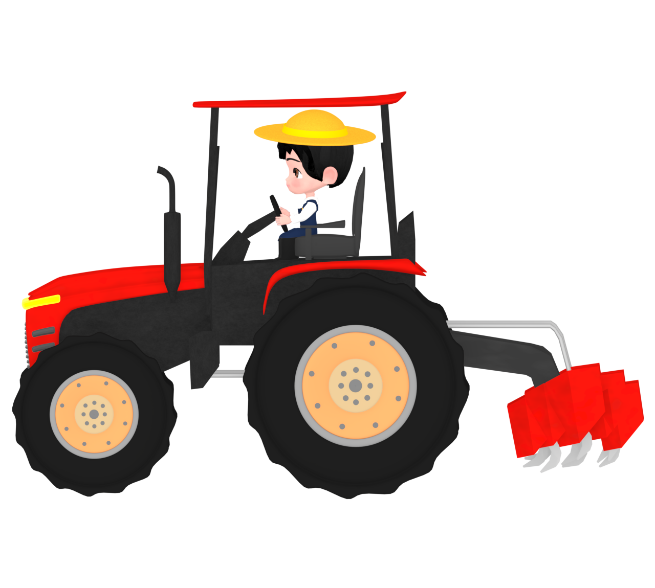トラクターに乗る農家のイラスト