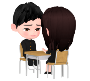 女性の先生に相談をする男子生徒のイラスト