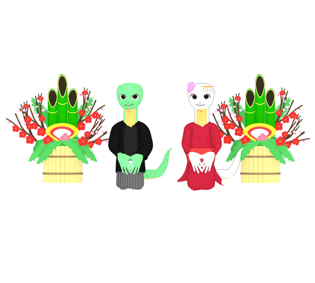 巳年 新年の挨拶をする蛇のイラスト