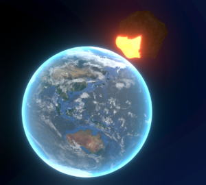 大気圏に突入をする隕石のイラスト