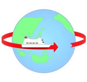世界一周旅行 クルーズ船のイラスト